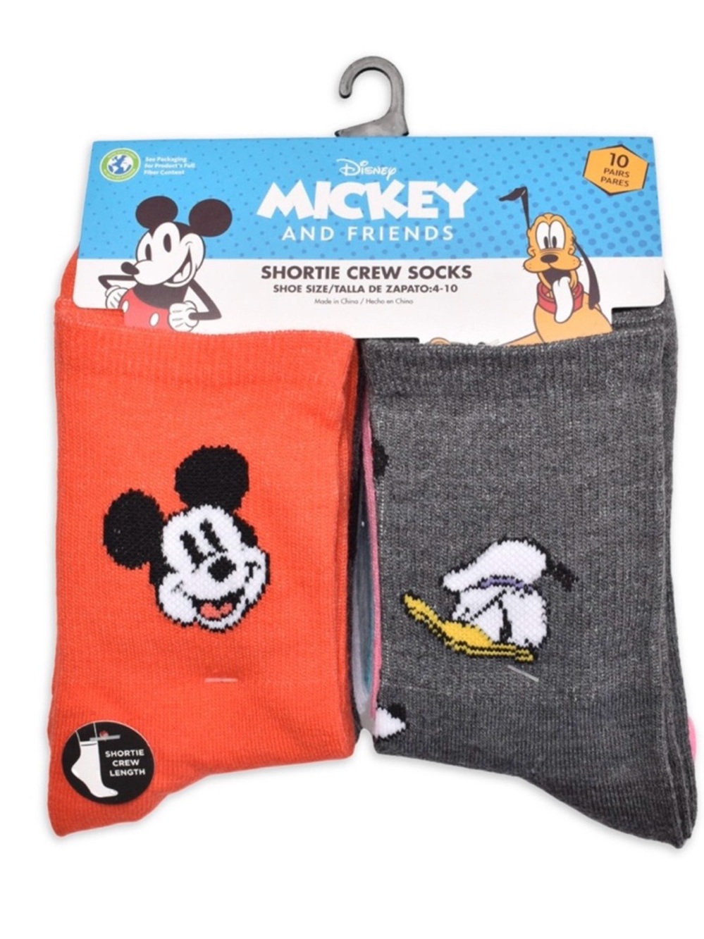Disney Mickey & Friends Shortie Crew Socks - Orange & Gray
